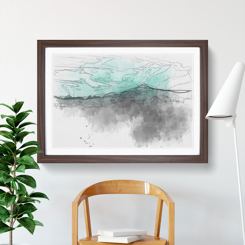 Mint Green Sky - Picture Frame Graphic Art Print, 62cm H x 87cm W x 2cm D, Walnut Framed