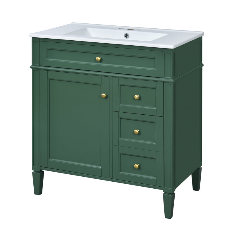 Meuble-lavabo de 30 po avec lavabo supérieur, Vert