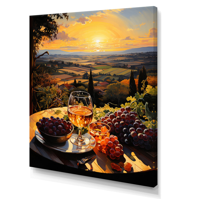 «French Vineyard Symphony Pointillism III», art mural sur toile, H 40 po x l 30 po x P 1,5 po, Toile tendue