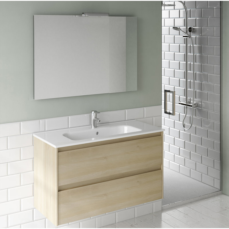 Ambra 39.6'' W Single Vanity, 23.8", Nordic Oak