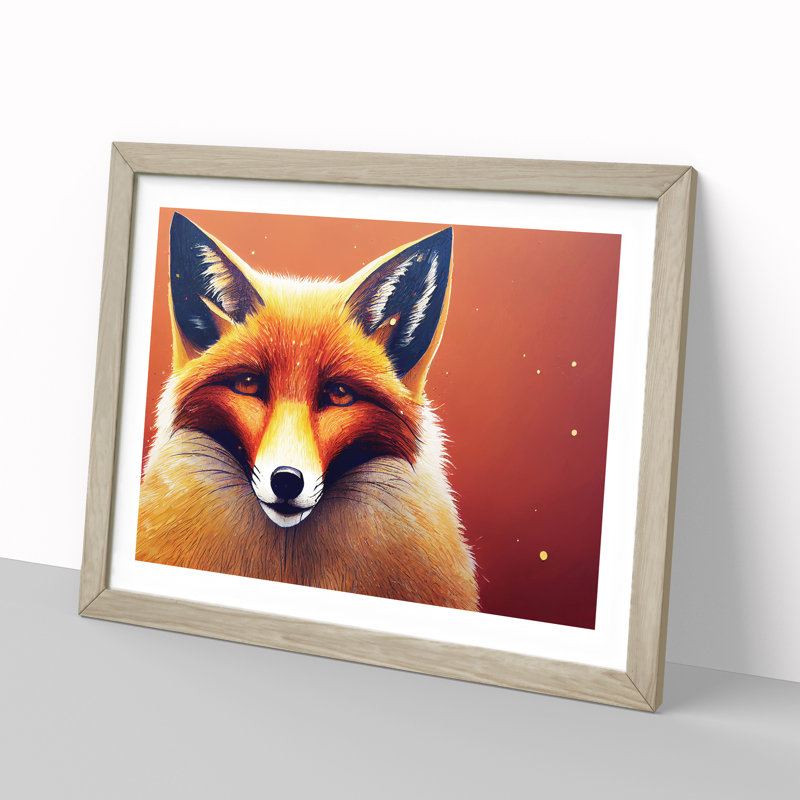 XH1022-8864X Terrific Fox - Single Picture Frame Print, 46cm H x 64cm W x 2cm D, Oak