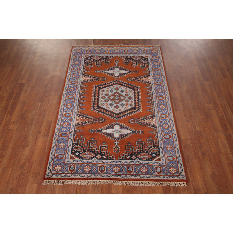 Tapis décoratif traditionnel orange à motif géométrique orange 4 x 6