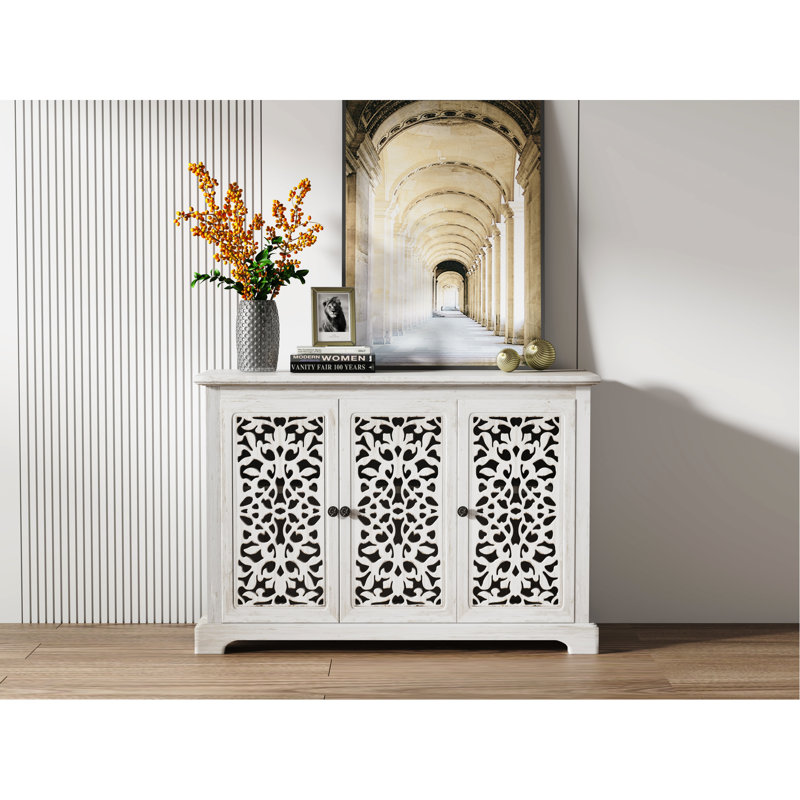 Buffet antique de salle à manger - Accent rétro avec 3 portes et espace de rangement intérieur spacieux pour la cuisine