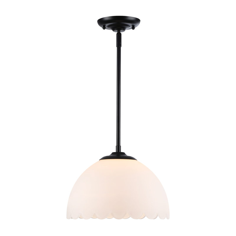 Barnes 1-Light Pendant with Opal Glass, Matte Black