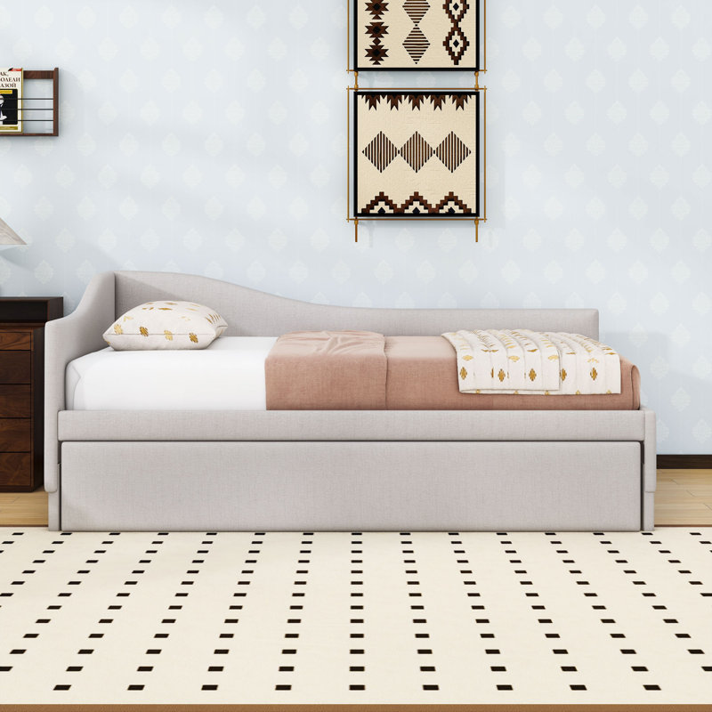 Lit de jour rembourré avec couchette, Beige