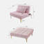 Tissu convertible futon avec pieds en métal doré (rose)