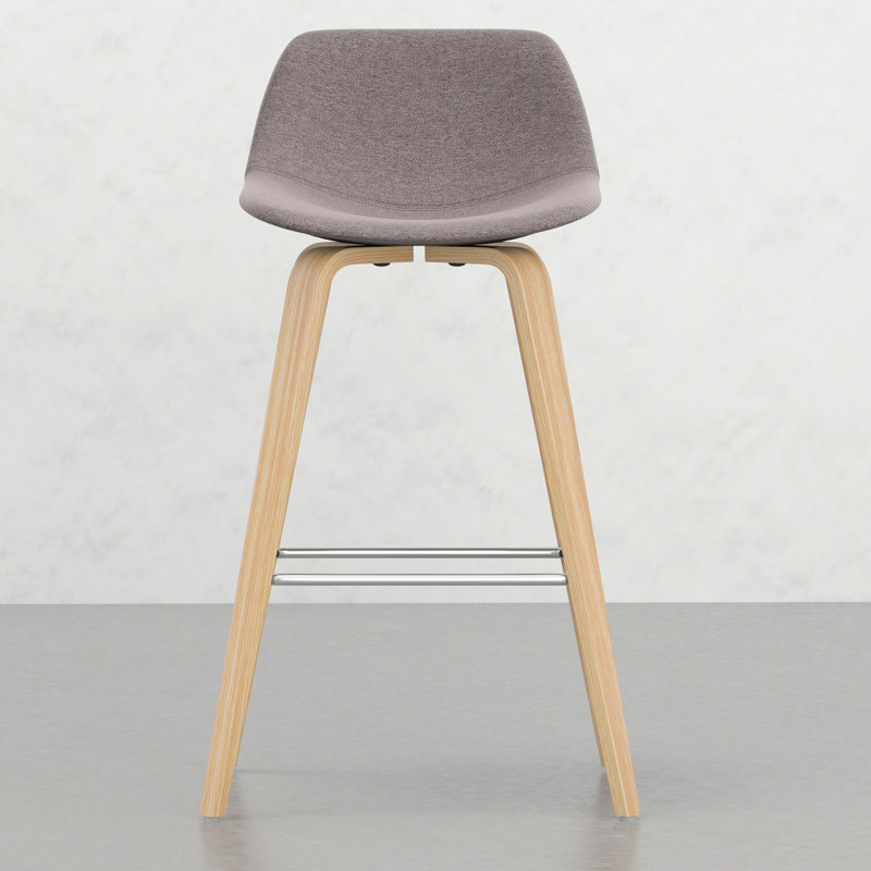 Tabourets de bar 2 - Revêtement, placage de bois, look frais de 2 dossiers tissés, pieds en placage