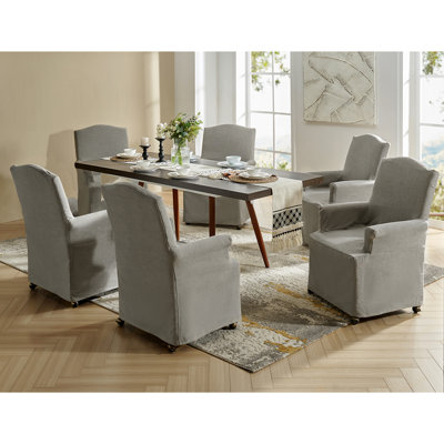 Gatlinburg Traditional 19"H Slipcovered Dining Chair with Hooded Caster Wheels