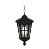 Lanterne suspendue d'extérieur en verre à 1 lumière noire H 17 po Bentham (ampoule incluse)