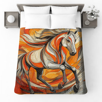Couvre-lit cheval abstrait