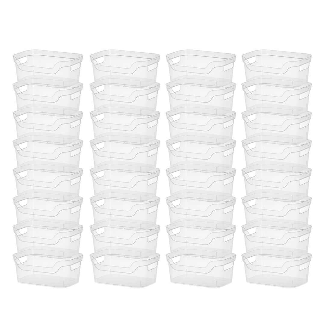 Sterilite 5.25x9.5x13 Inch Open Storage Bin w/ Carry Handles, Clear (32 Pack) (Set of 32) Sterilite