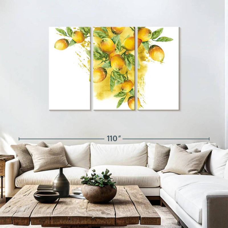 Yarlin aquarelle citrons dorés, H 48 po x l 74 po