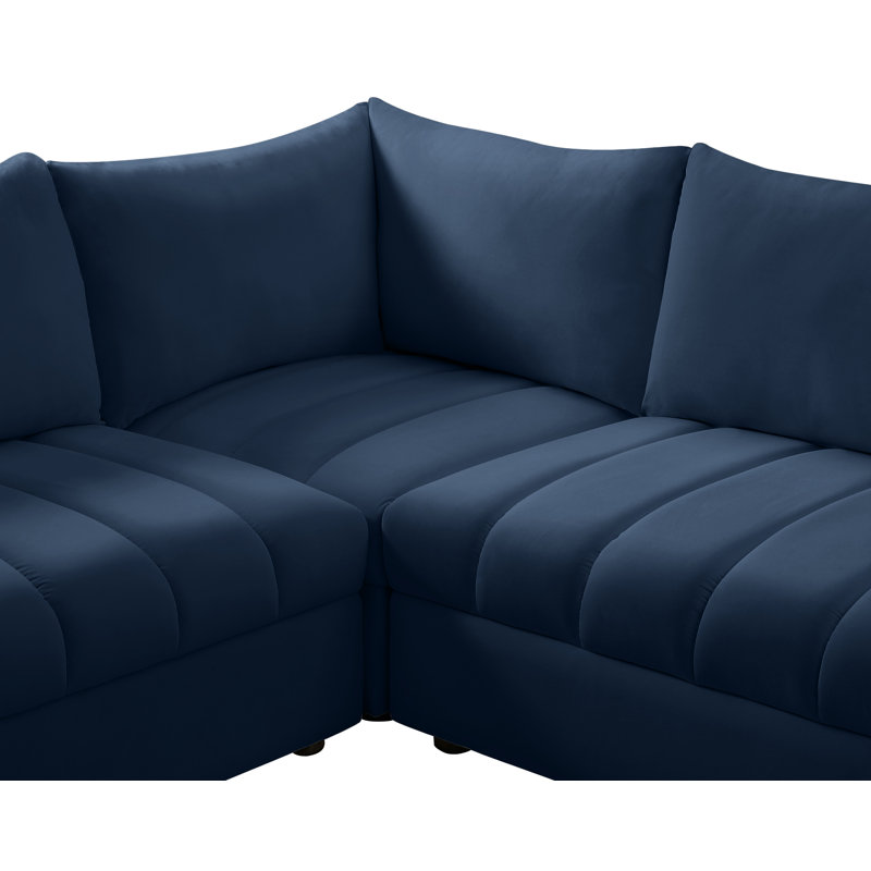 Canapé modulaire réversible en velours Haryson, Velours bleu marine