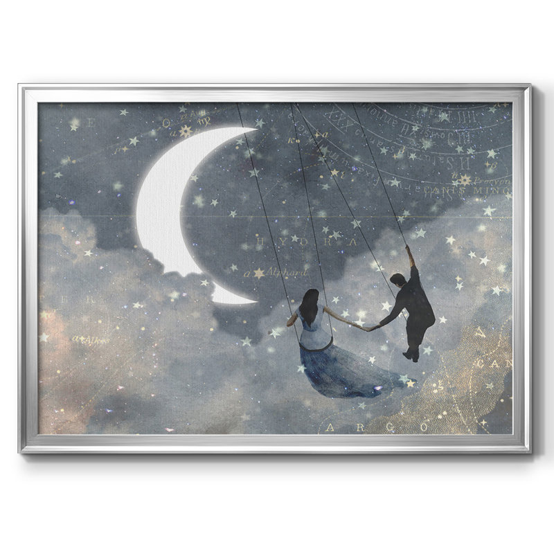 «Celestial Love I», reproduction sur toile, Argent, H 30 po x l 44 po x P 1,5 po