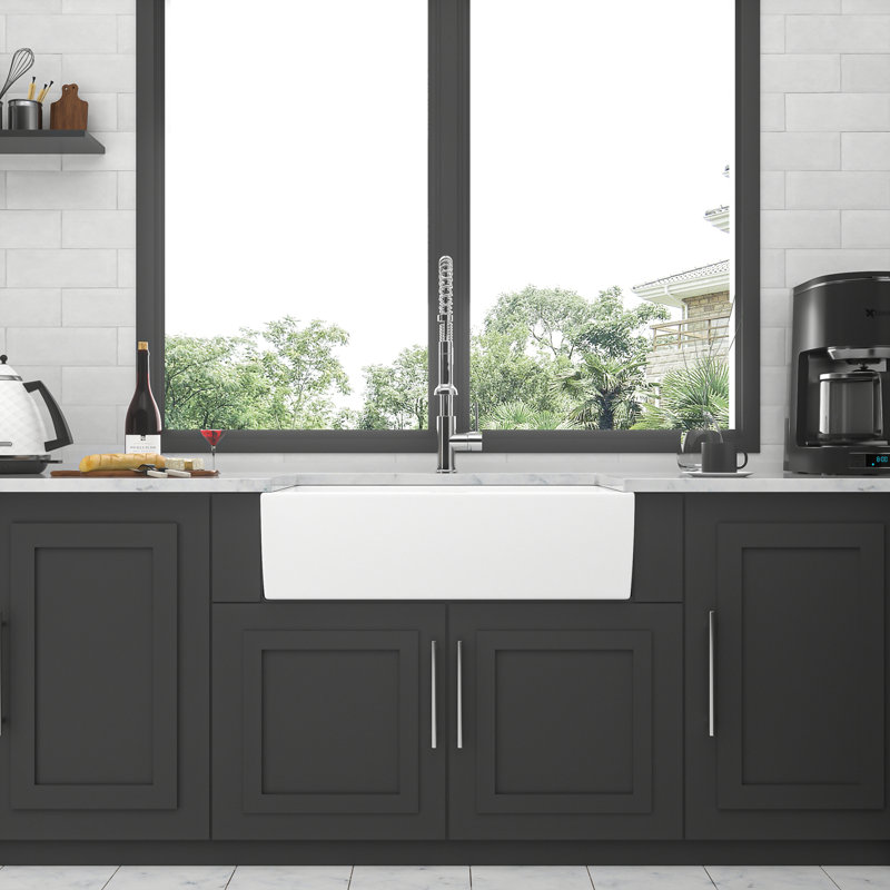 Large Ceramic Farmhouse Kitchen Sink – Single Bowl