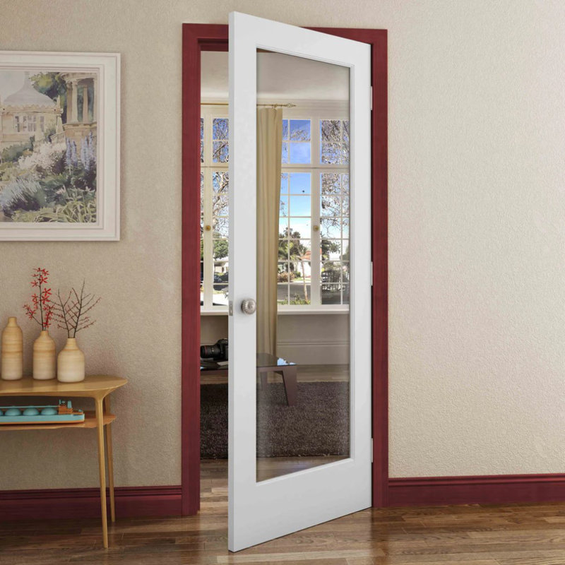Porte intérieure légère toute montée en verre transparent avec apprêt, 30 po x 80 po, Côté gauche
