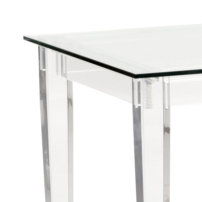 Denver Glass Top Writing Desk, Brass