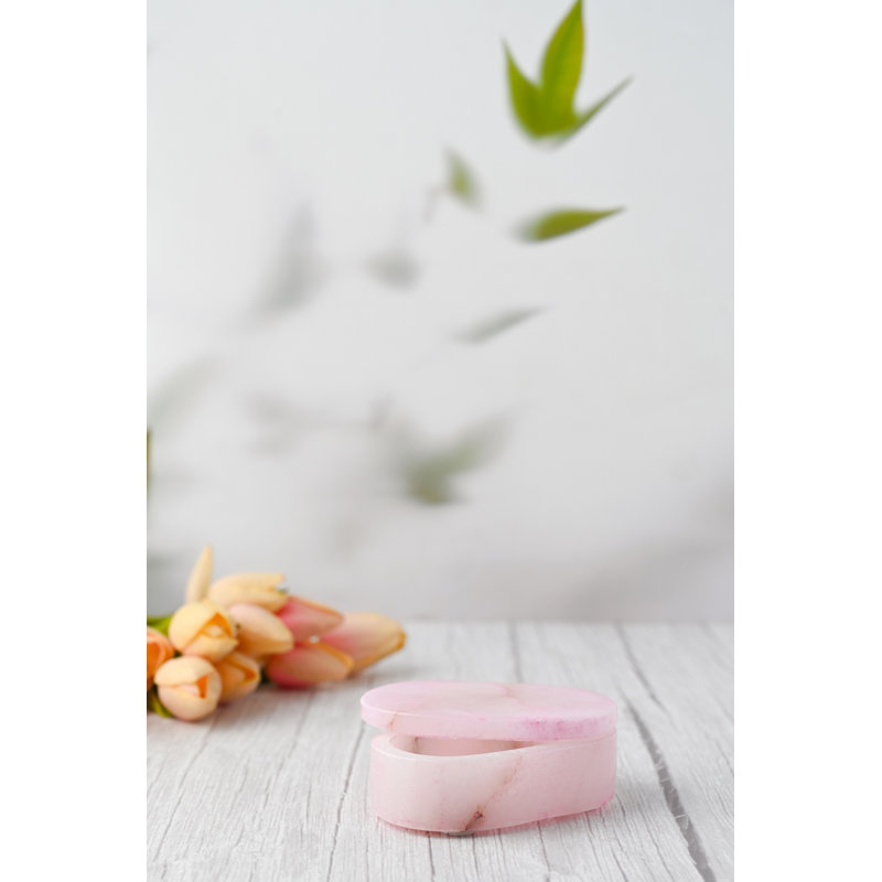 Pink Alabaster Oval Display Box Sm., 1.38" H x 4" W x 2.5" D