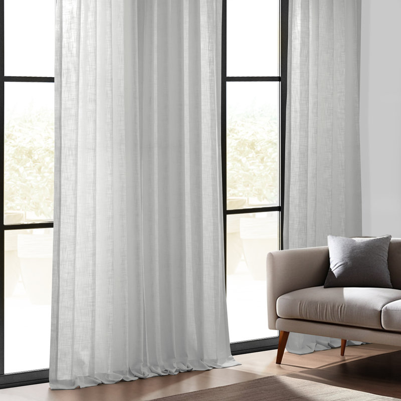 Clem Heavy Faux Linen Light Filtering Curtains For Bedroom & Living Room Curtains - Single Panel Drapes, 50" W x 96" L