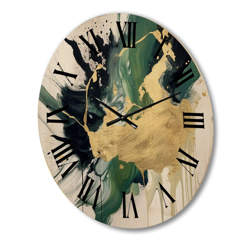 Horloge murale surdimensionnée en bois vert et jaune, Moyenne