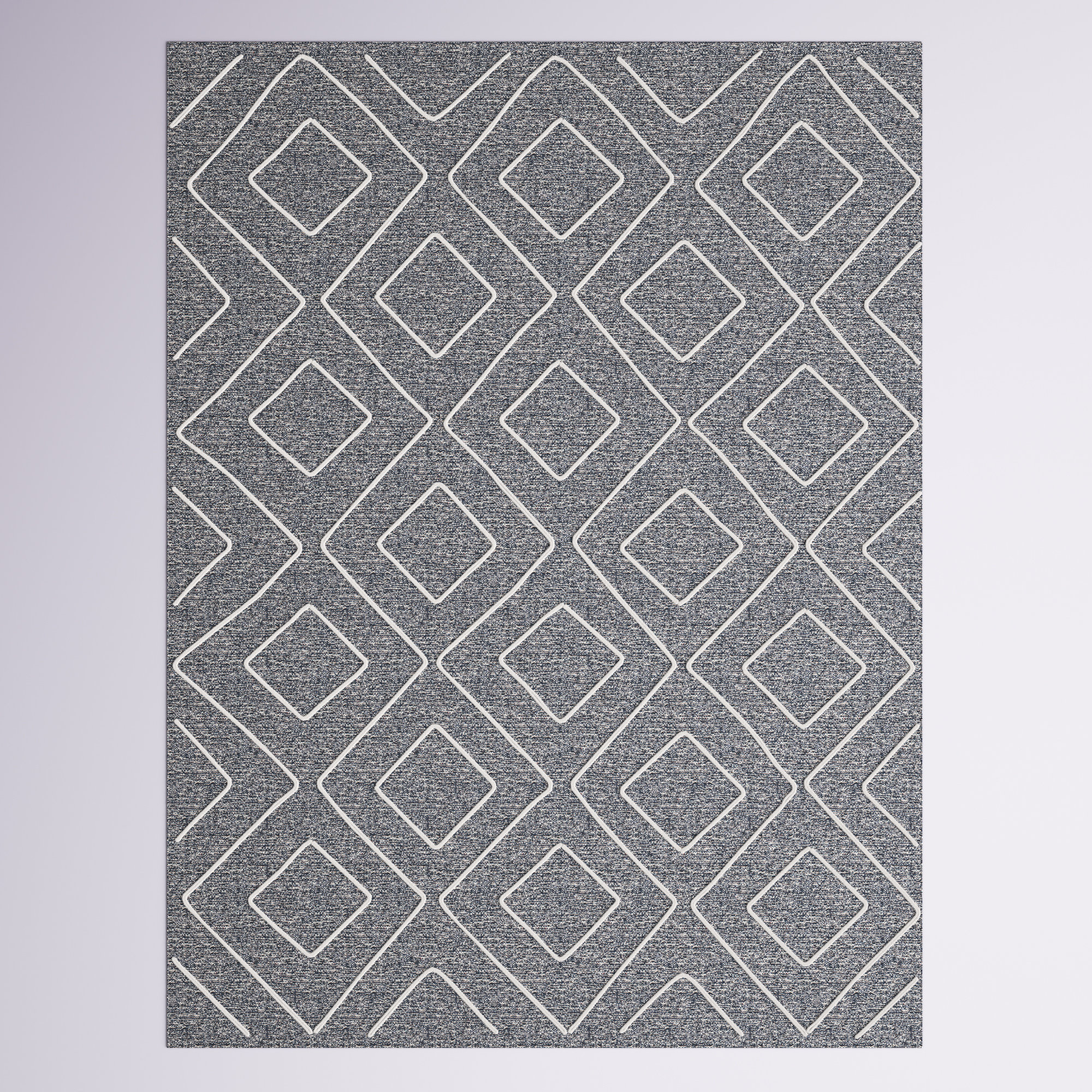 Gray Mesh Pattern Area Rug Mistana™ Adcock Flatweave Wool/Cotton Geometric Dark Gray Area Rug ...