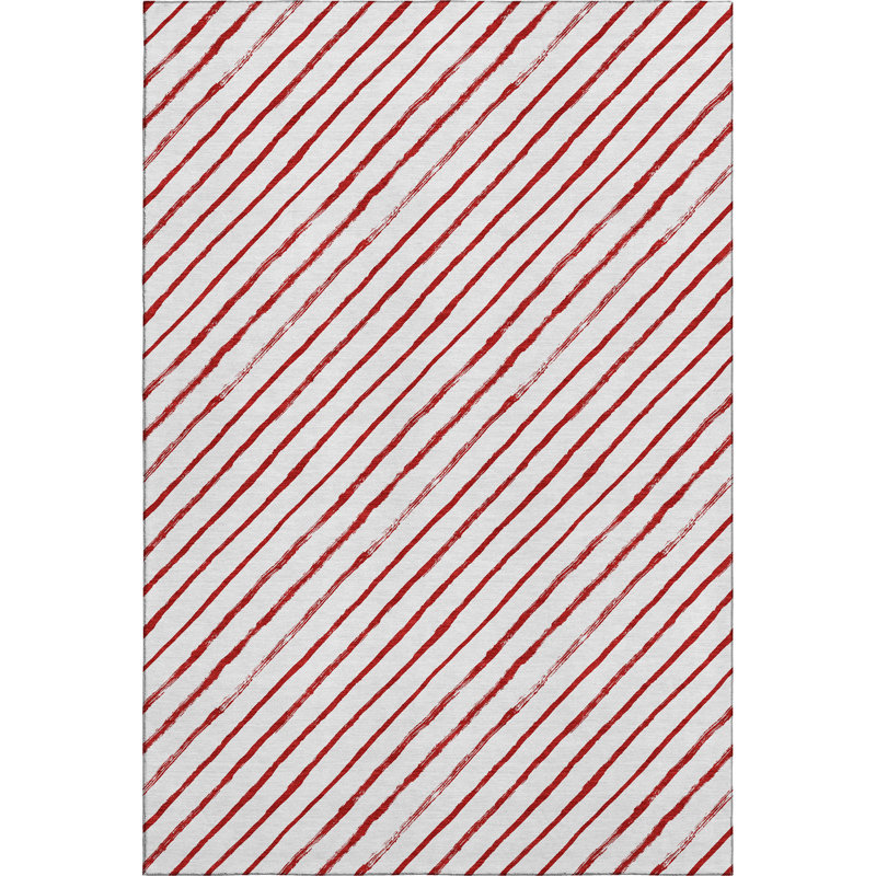 Premium Machine Washable Dockside AMF1819 Striped Holiday Rug, Rectangle 10' x 14'