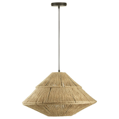 22"W 1-Light Metal and Jute Pendant
