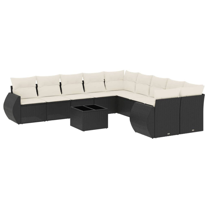 Ensemble de canapé de jardin Vidaxl noir, blanc crème