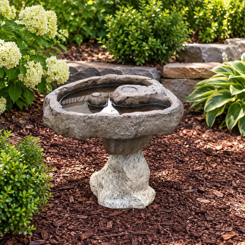 Handmade Rustic Stone Birdbath