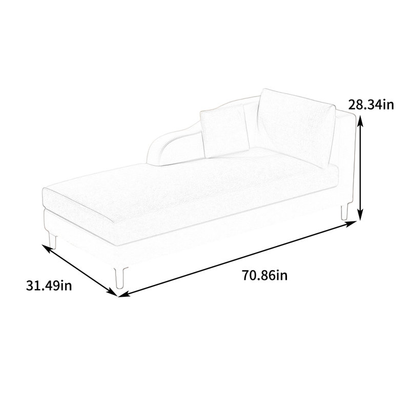 Chaise longue rembourrée Hinna, Accoudoir à droite (vu de face), Gris foncé / gris pâle