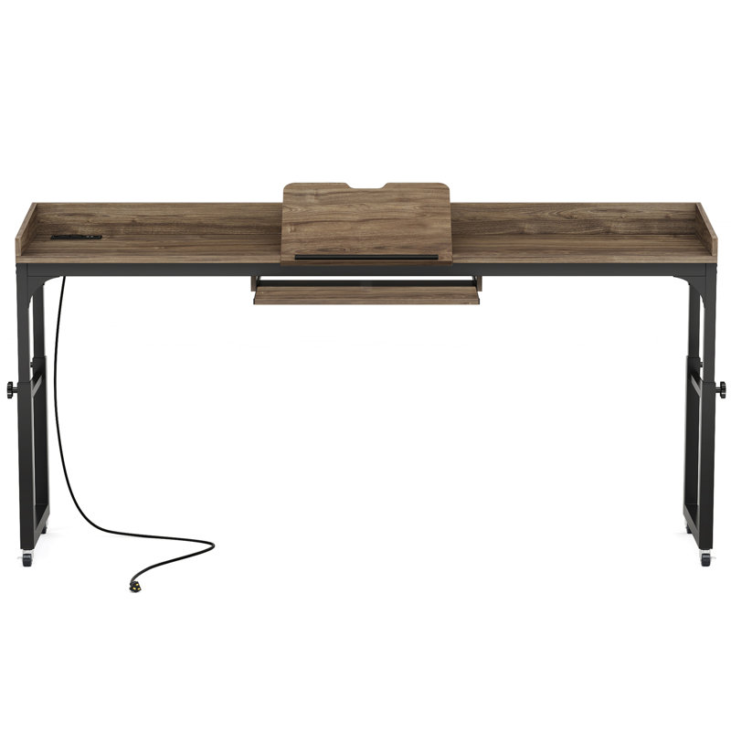 Table de lit à hauteur réglable 35,4 "à 43,3" avec roulettes