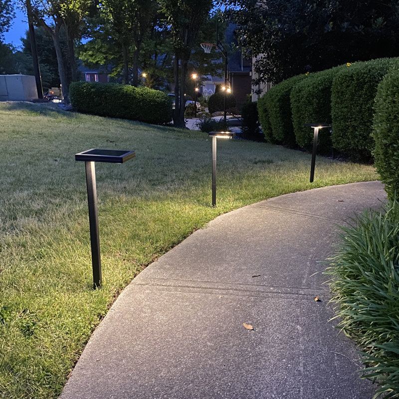 Easy Install Contemporary Square Solar Path Light with 3 mounting options- Black 2 Pack, Black