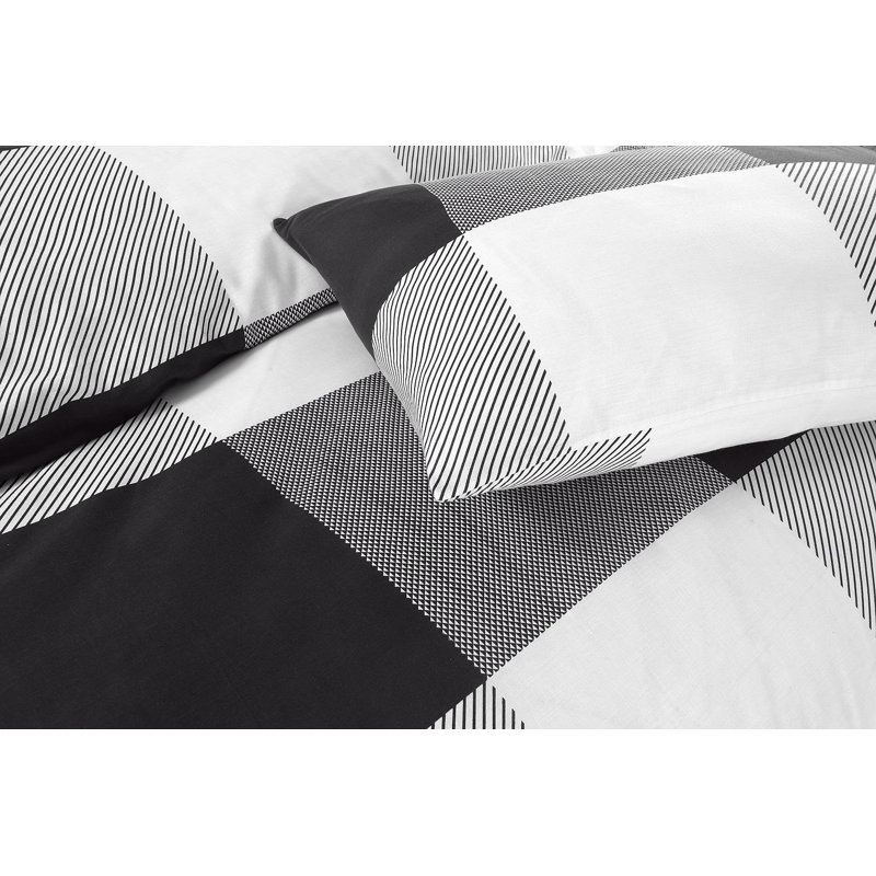 Swartzville Cotton Blend Gingham Duvet Cover Set with Pillowcases, Super King