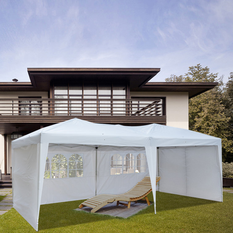 20 ft. W x 10 ft. D Steel Pop-Up Canopy with Two 10 ft. Windows and Two 10 ft. Doors