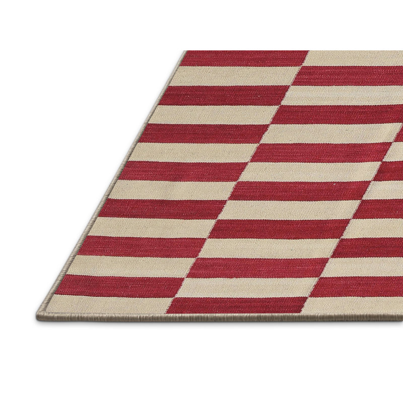 Tapis abstrait rouge / beige, Rectangle 5 pi x 7 pi