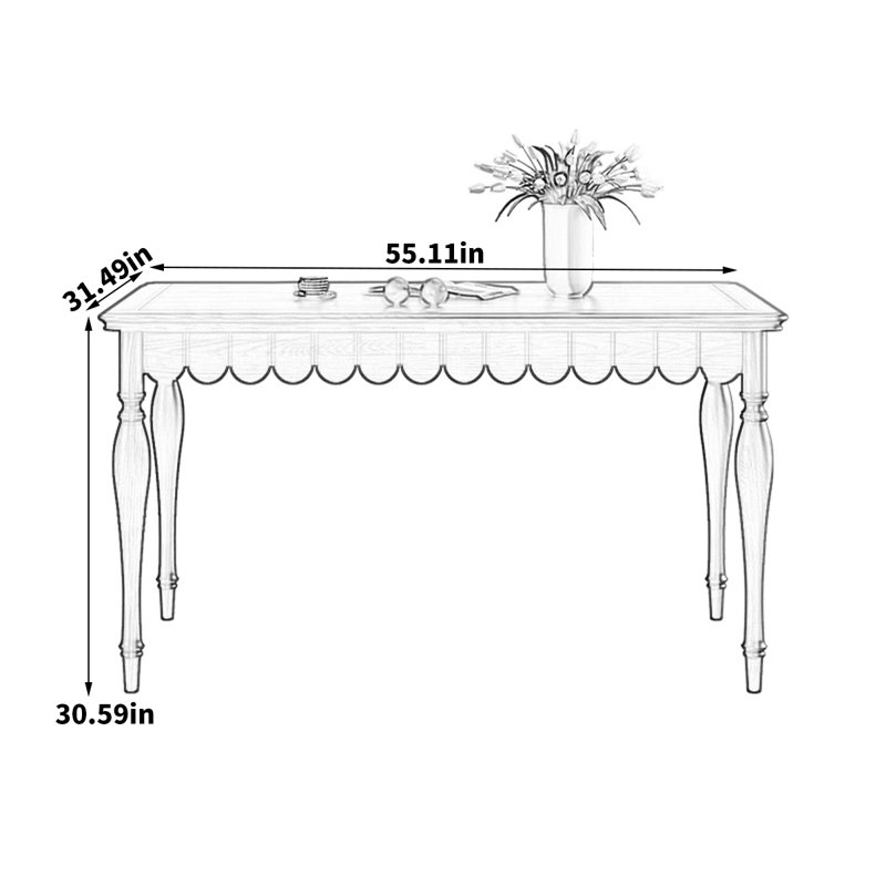 French vintage rectangular dining table Ash Rectangular Solid Wood Top with Solid Wood Base Dining Table