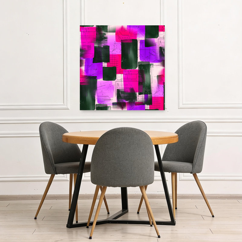 «Vibrant Abstract Shapes Abstract», audacieux et coloré, art mural violet, H 36 po x l 36 po