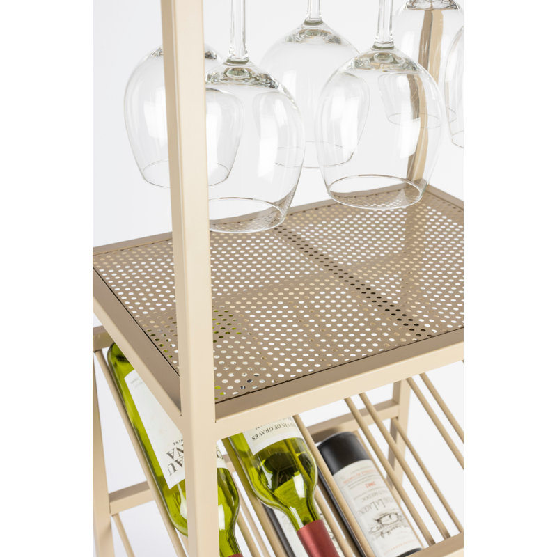 Cantor 20 Bottle Floor Wine Bottle & Glass Rack in Beige