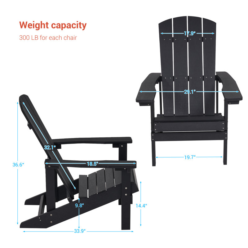 Chaise Adirondack en plastique Lall, Noir