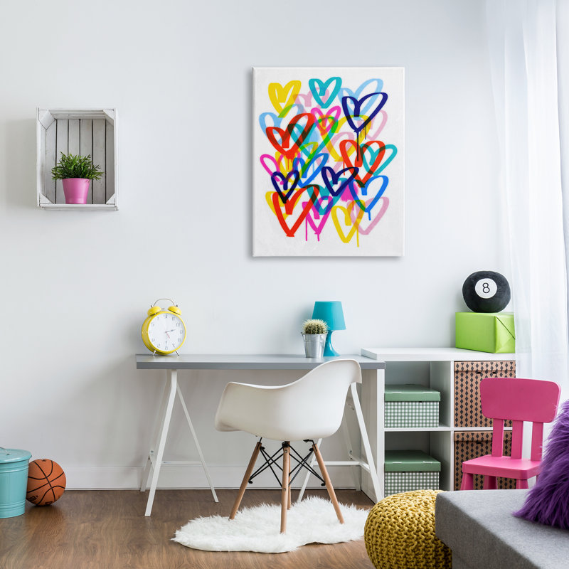 Conception d'art sur toile Ebern Designs Modern Urban Hearts par Victoria Barnes, H 40 po x l 30 po x P 1,5 po