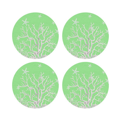 Coral Branch Vegan Leather Round Pebble Placemat