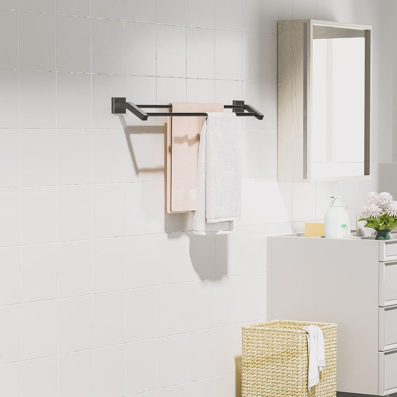 Porte-serviettes double en acier inoxydable 32 pouces SUS304, Noir mat