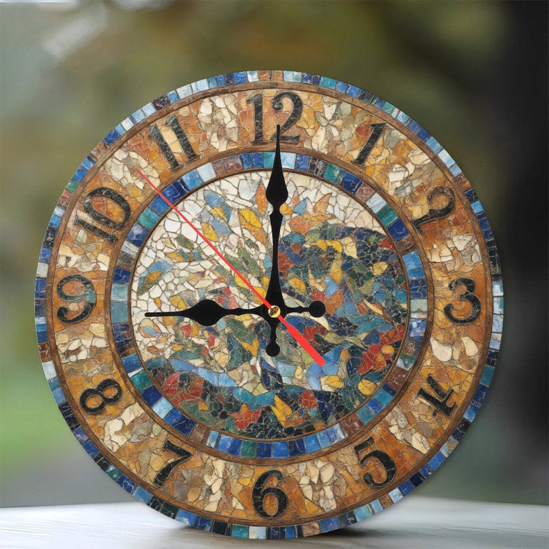 Horloge mosaïque avec arbre