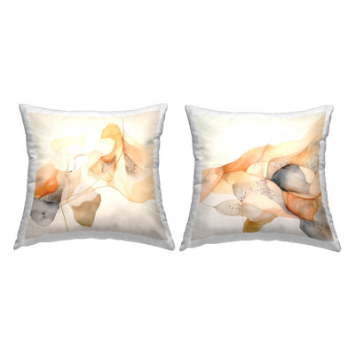 Abstract Peach Watercolor Shapes Decorative Printed Throw Pillow Design by Lil' Rue (Set of 2)