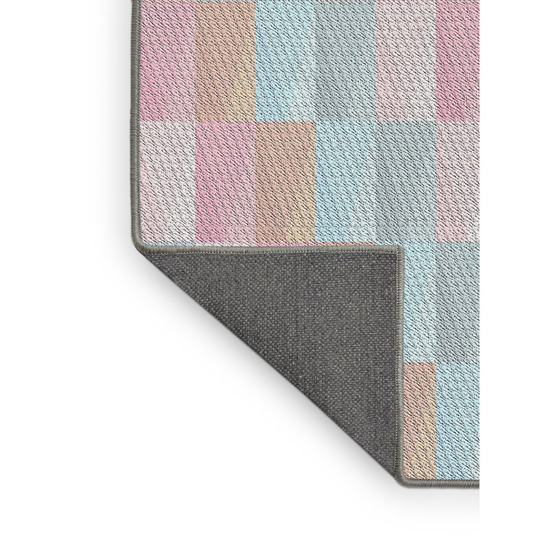 Tapis rose/bleu à motifs, Rectangle 4 pi x 6 pi