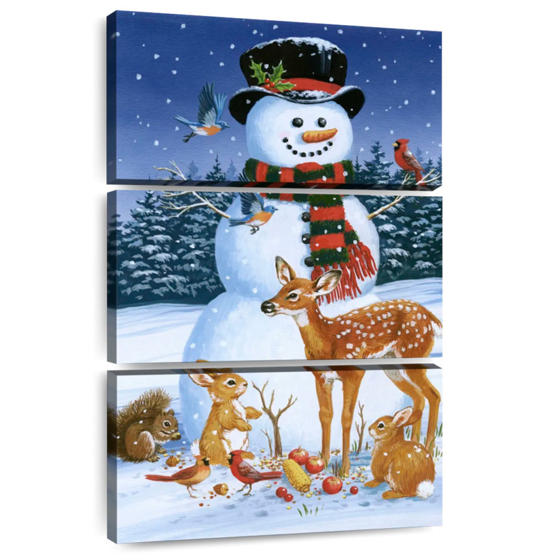 Bonhomme de neige Lelend avec des amis, H 32 po x l 20 po