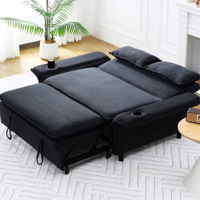 67.63-Inch Multi-Functional Bed In Black Letter Striped, Comfortable For Different Activities Ideal Small Spaces
