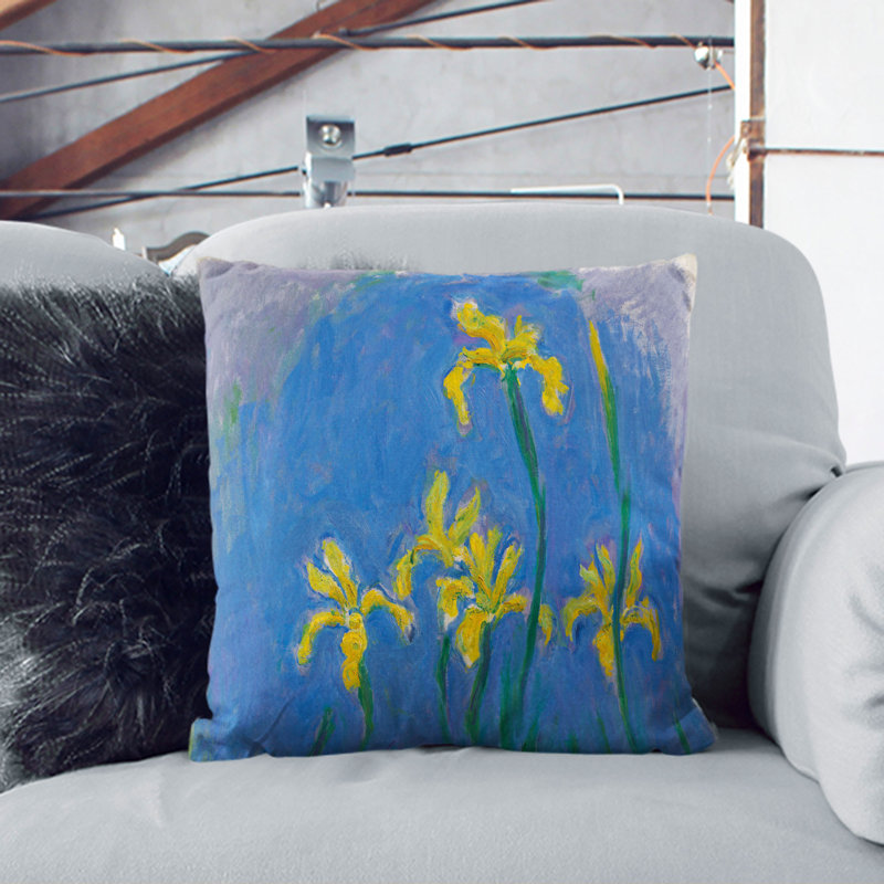 Yellow Irises Study Square Throw Cushion, 40cm H x 40cm W x 15cm D