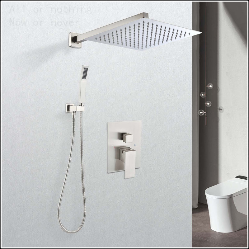 Système de douche de pluie mural de 12 pouces, Nickel brossé