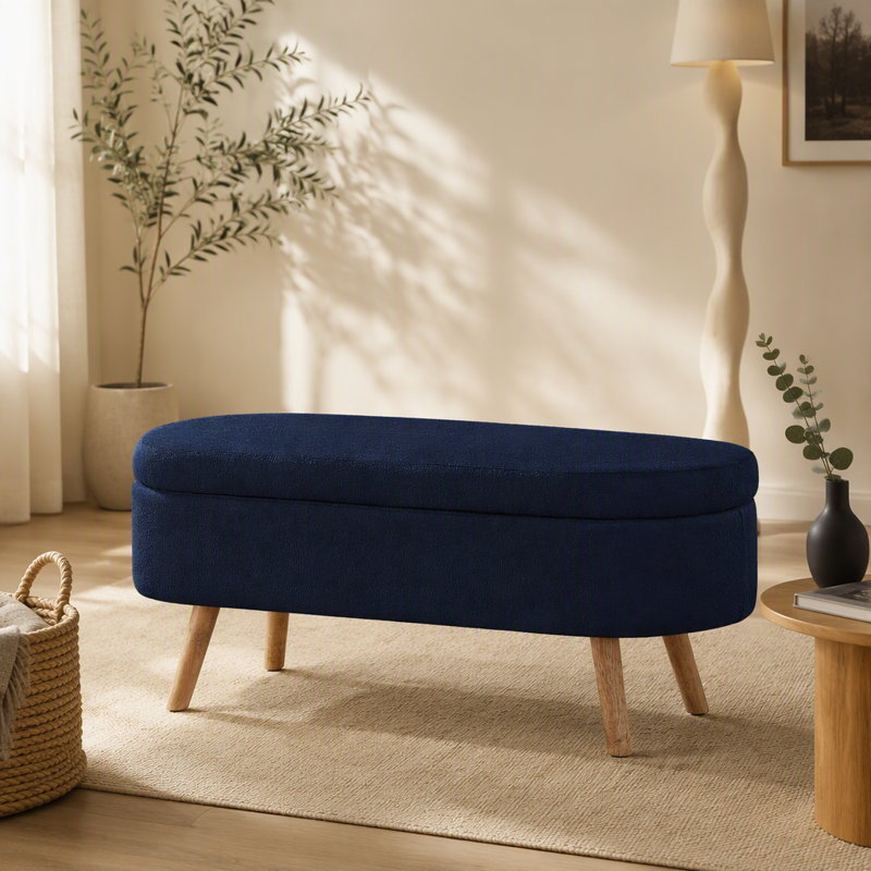 Banc de rangement avec repose-pieds ovale Luxury, Marine, Marine